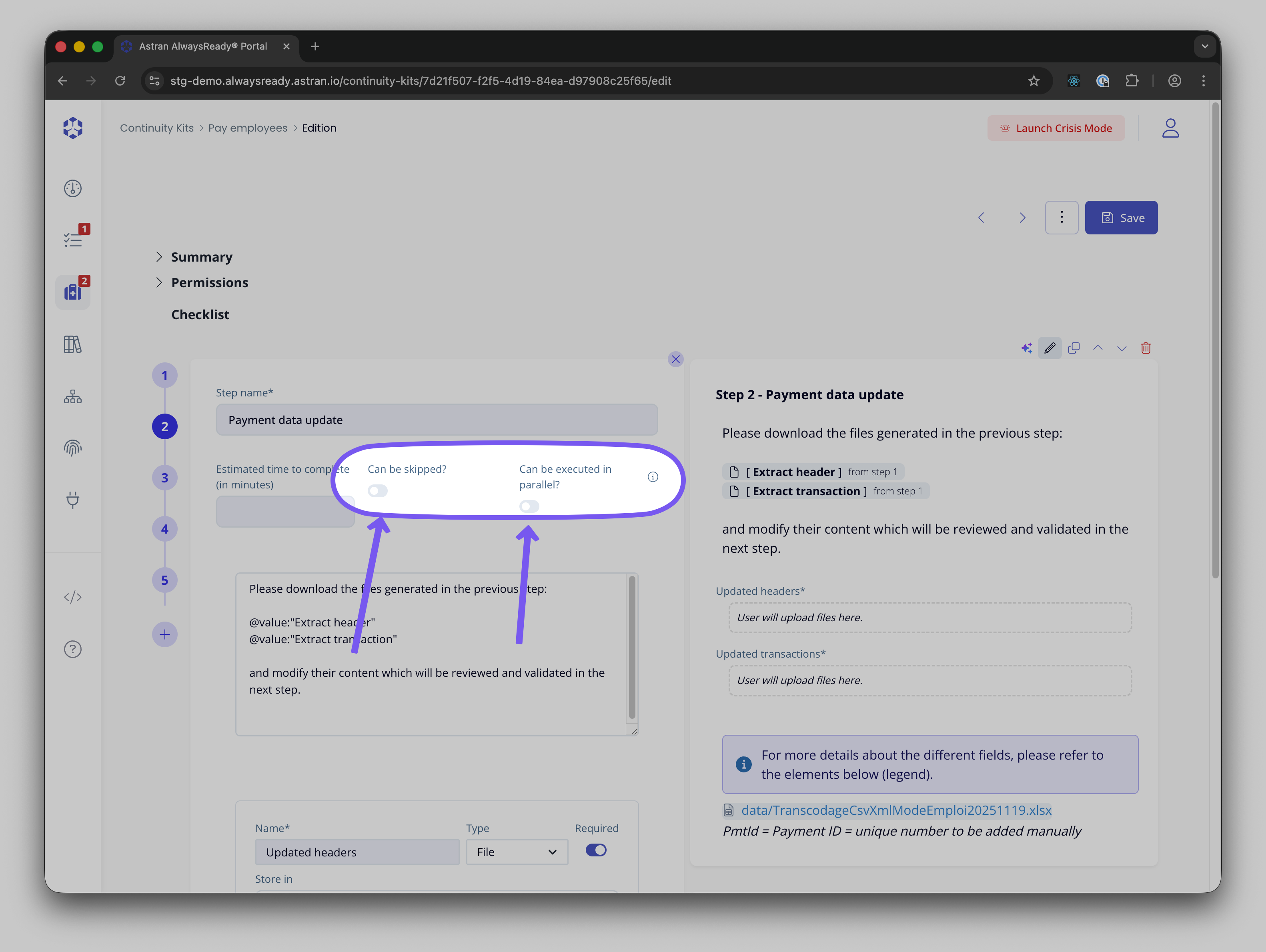 Continuity kit edition view