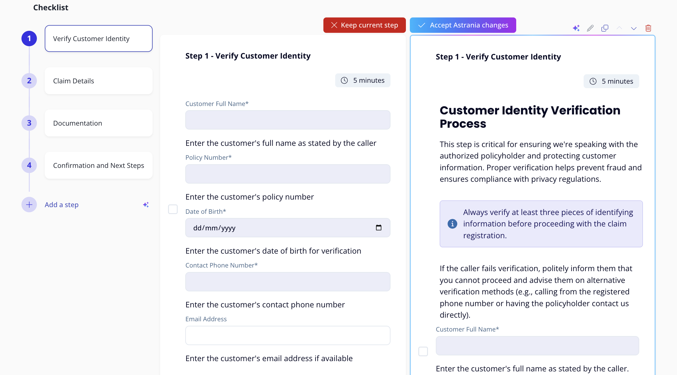 Accept Astrania changes button