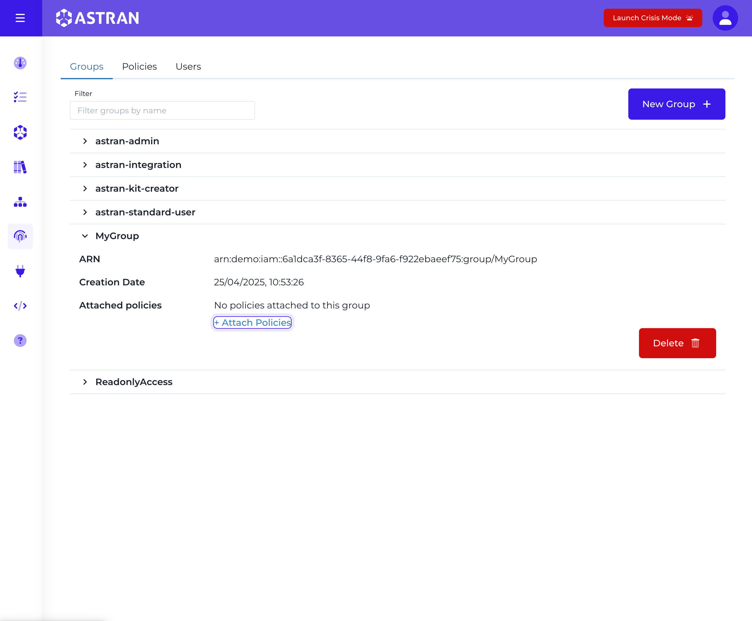Attach policies