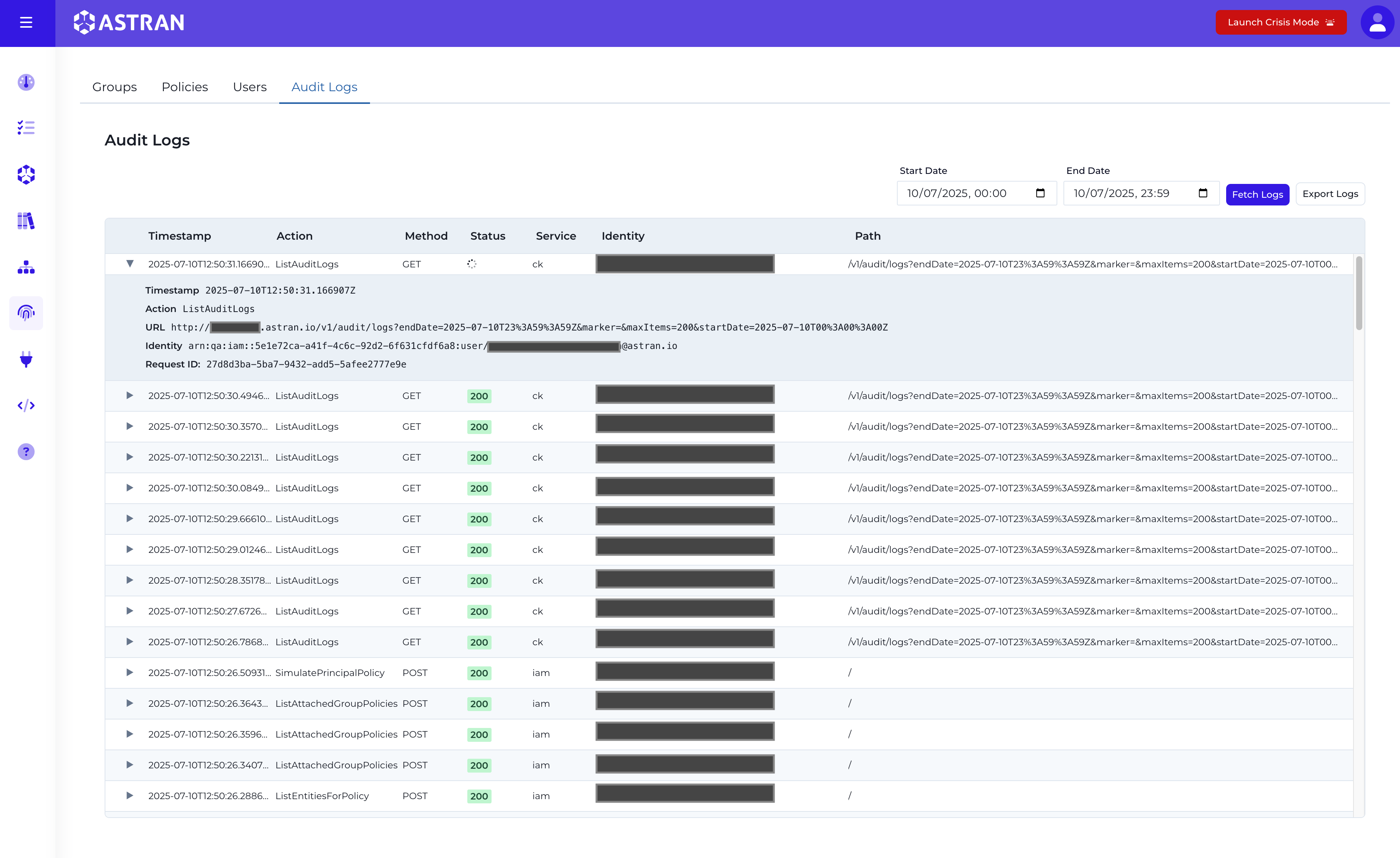 Audit log details