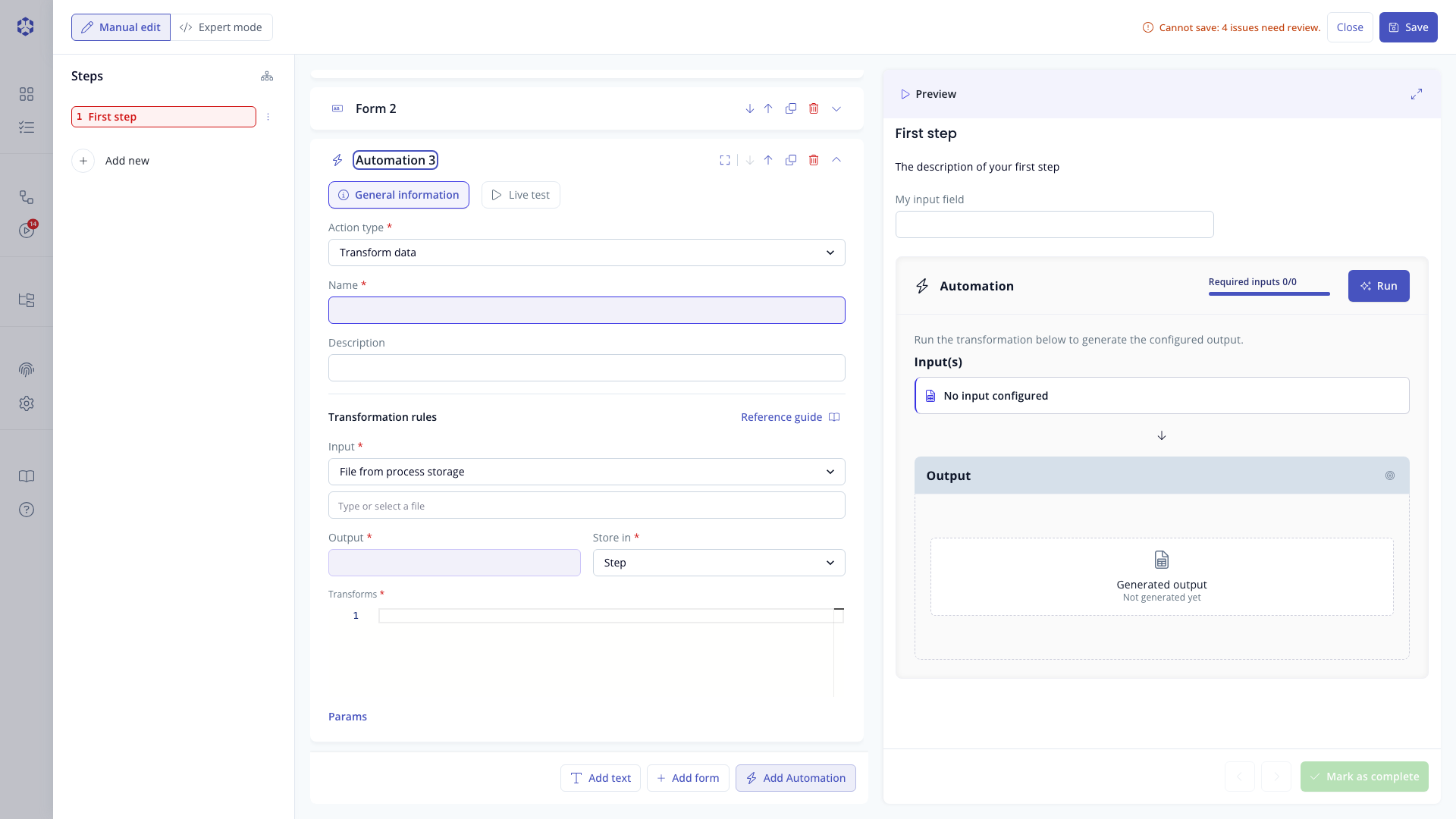 New automation item in a step
