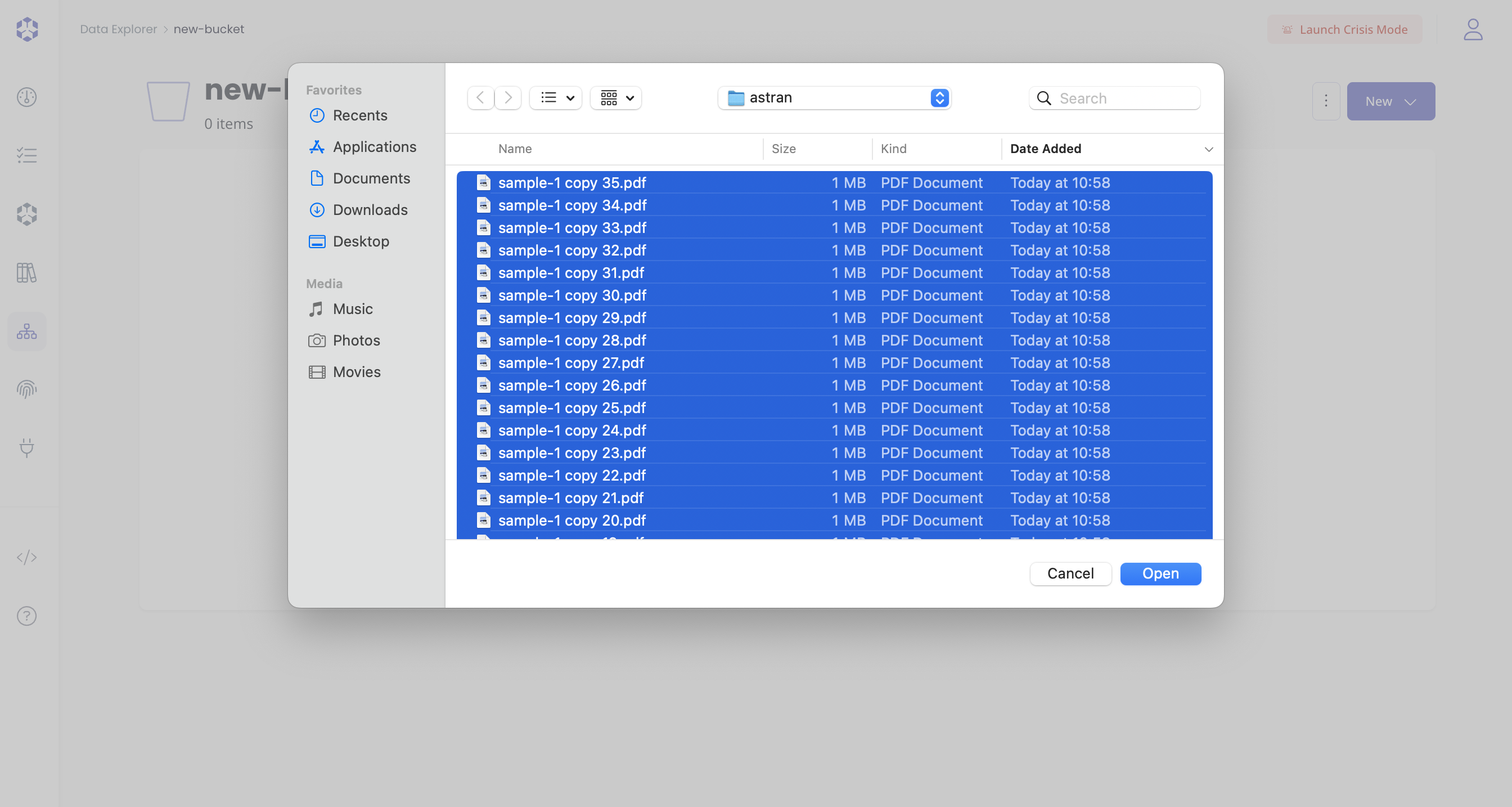 Select multiple files to upload