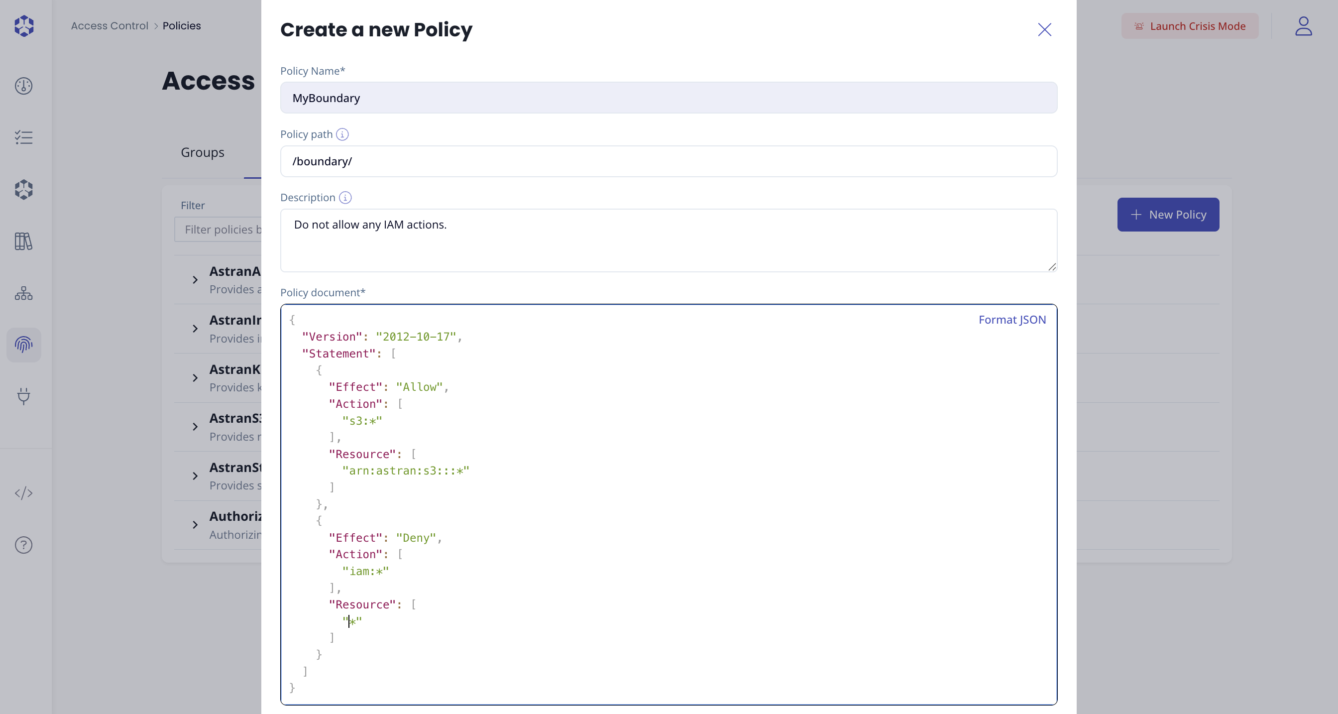 Create permissions boundary