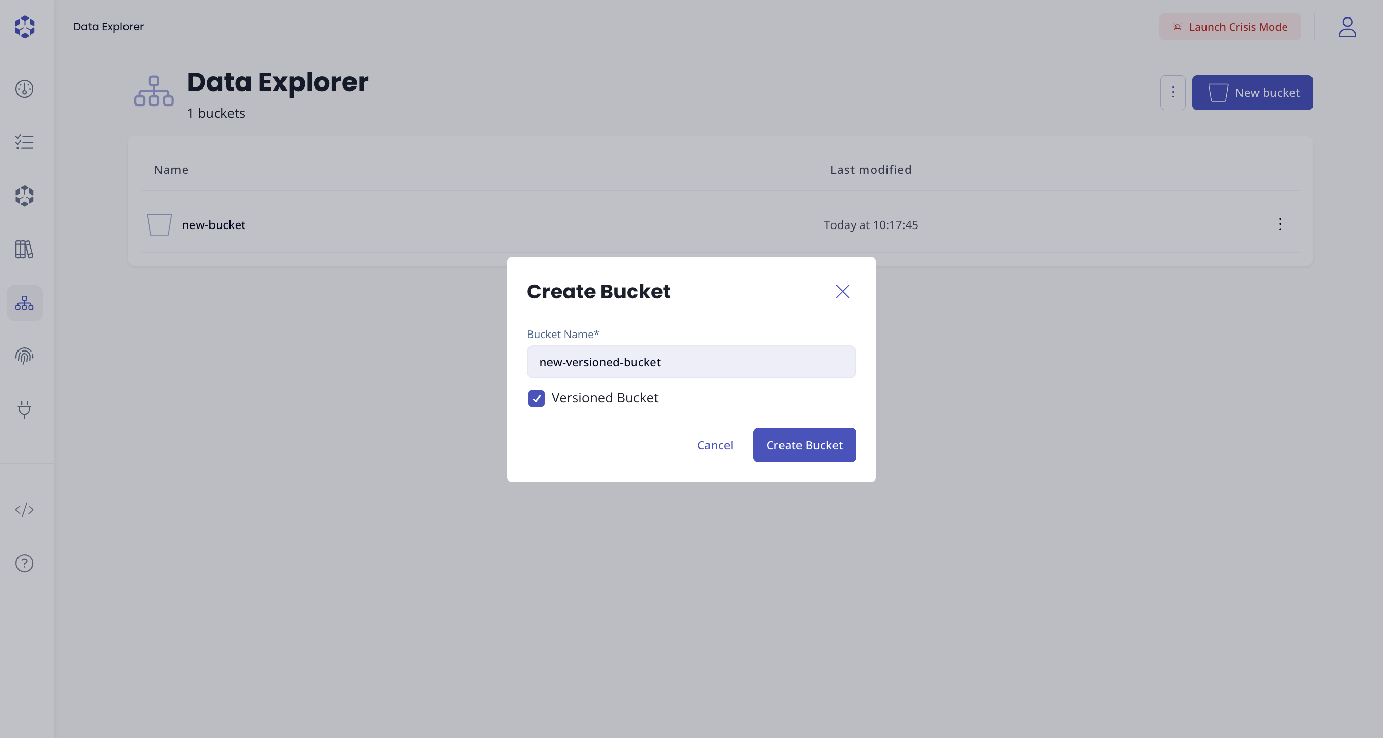 Create bucket modal