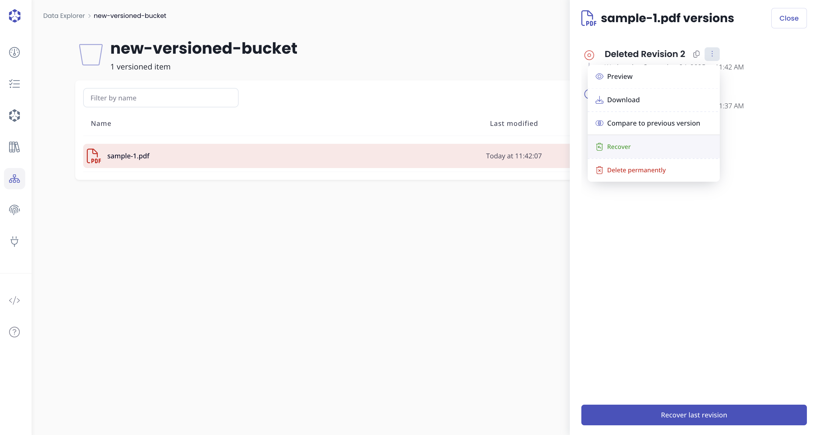 Recover deleted object