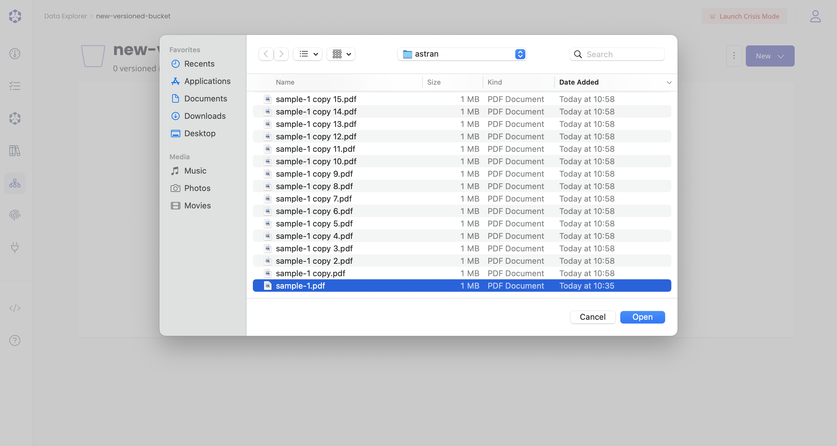 Versions drawer selecting new version with previous delete marker