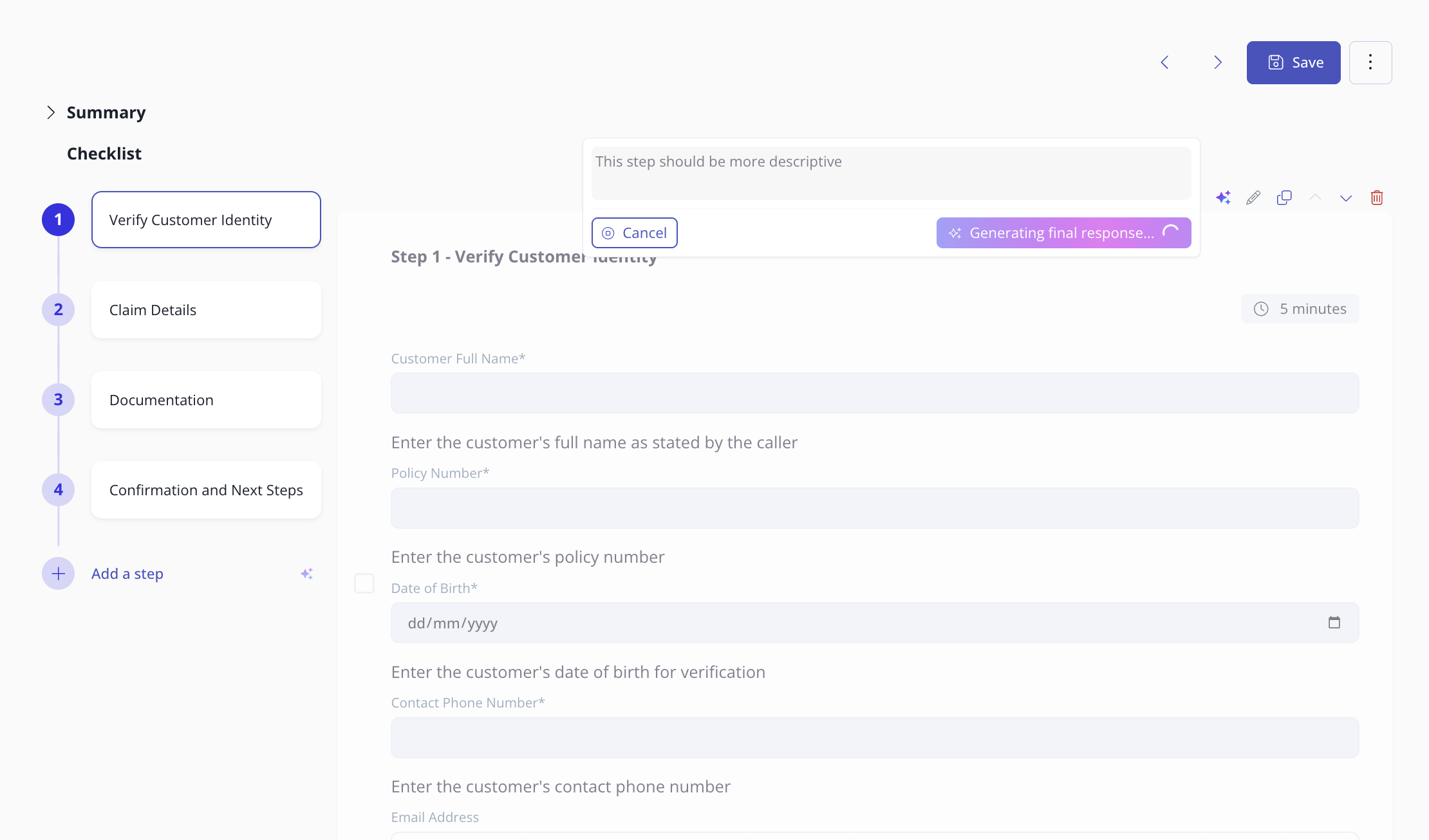 Edit step 1 floating window
