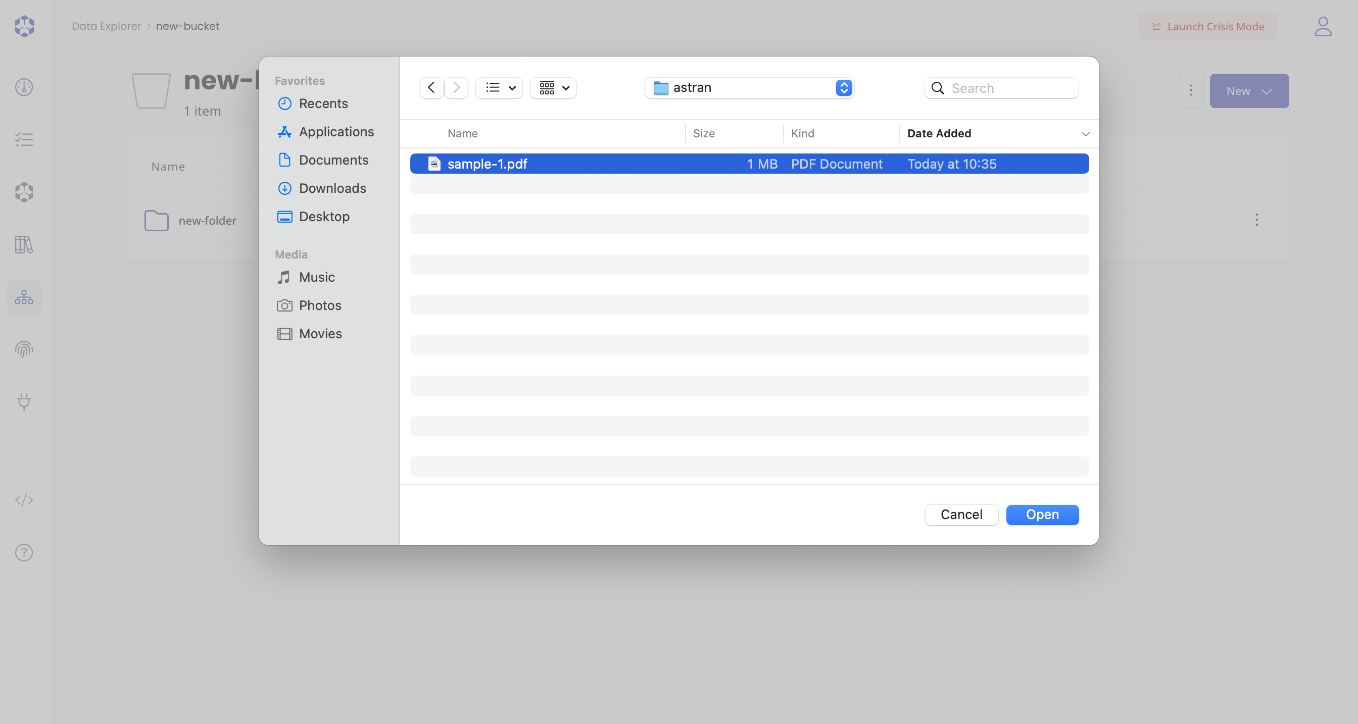 Preparing the upload