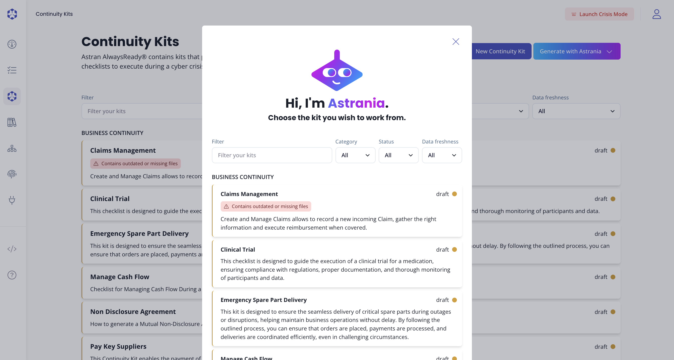 Astrania Alternate Kit creation dialog
