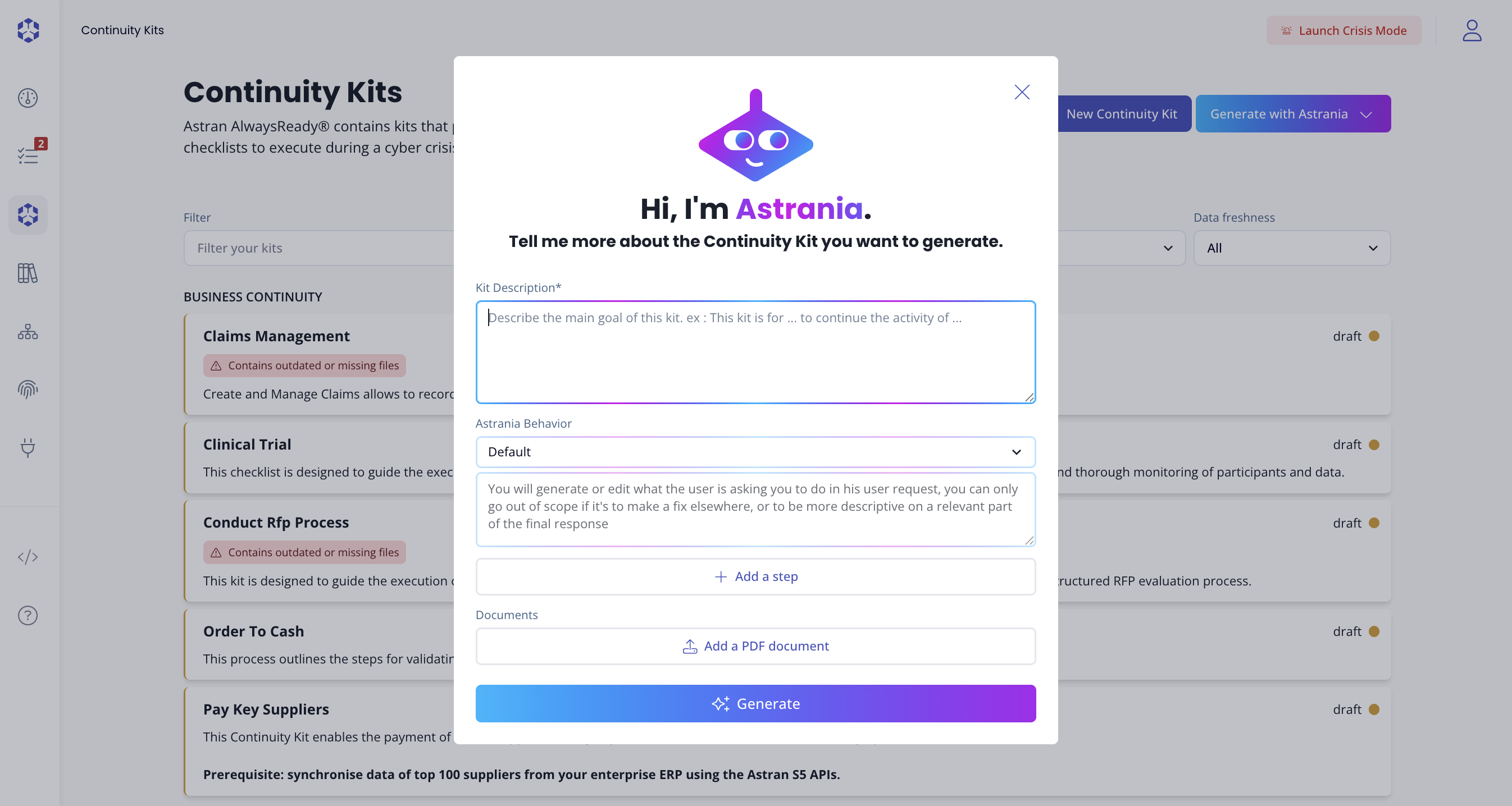 Astrania Kit creation form