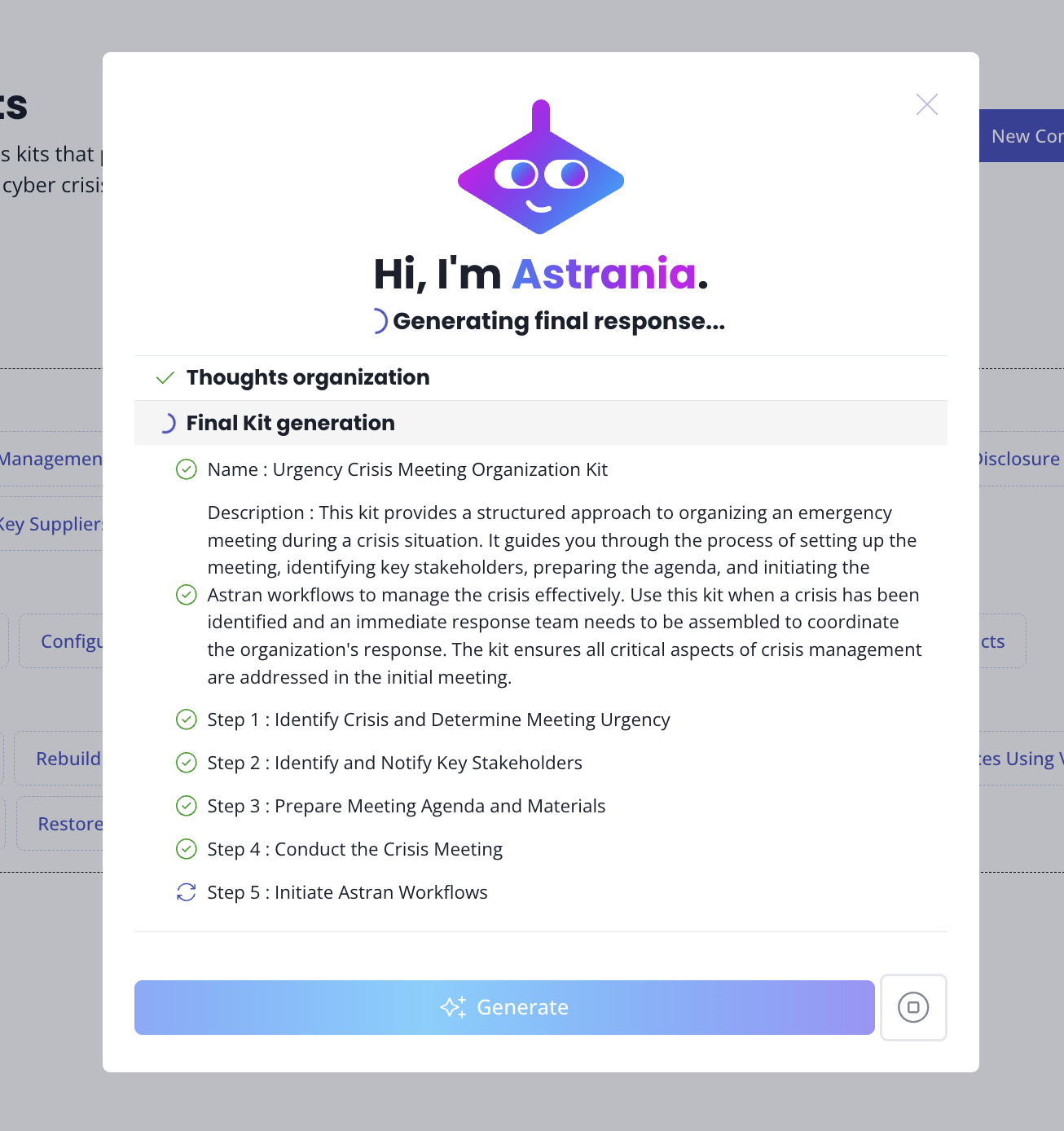 Kit generation process