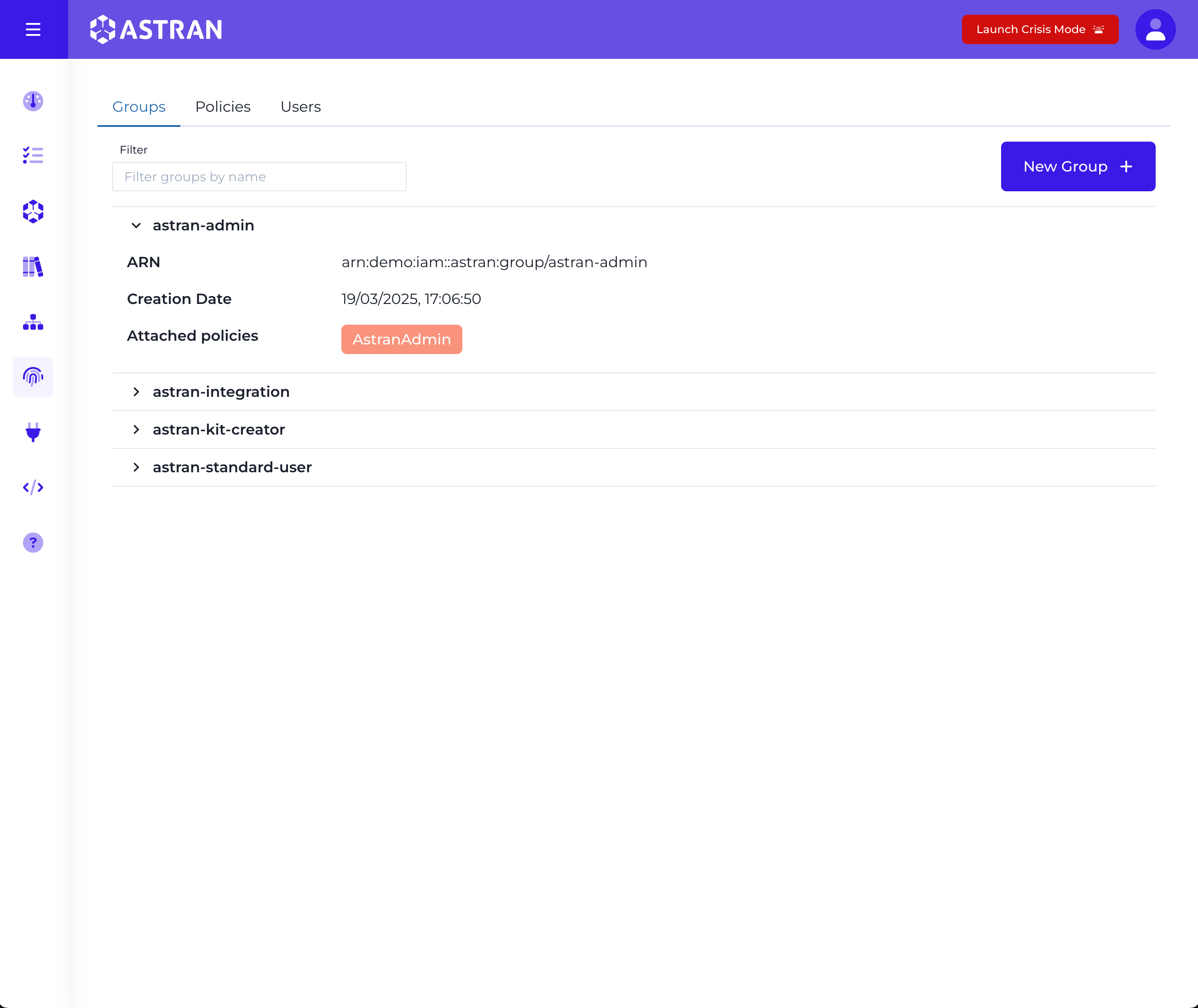 Groups listing