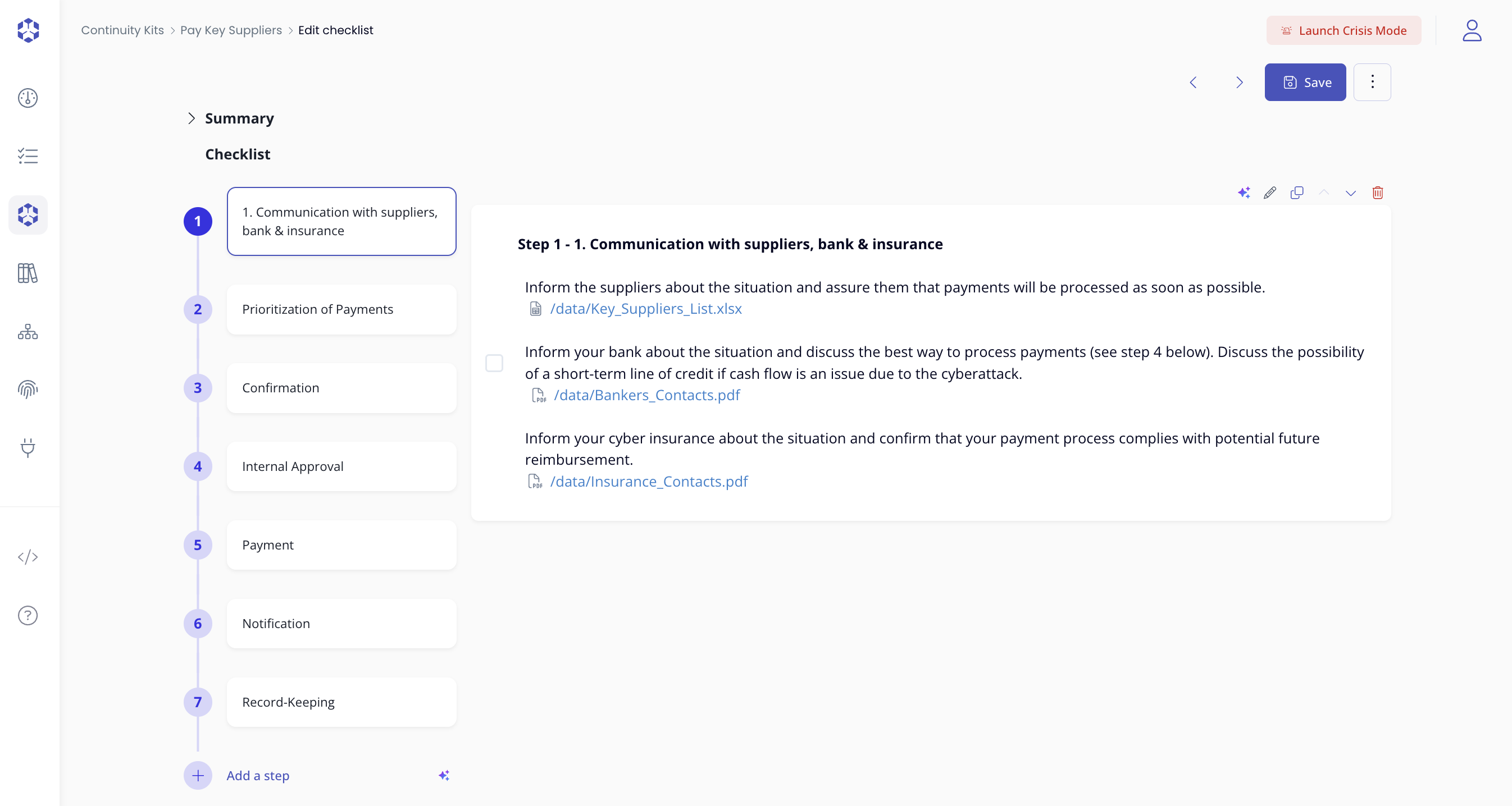 Continuity kit edition view