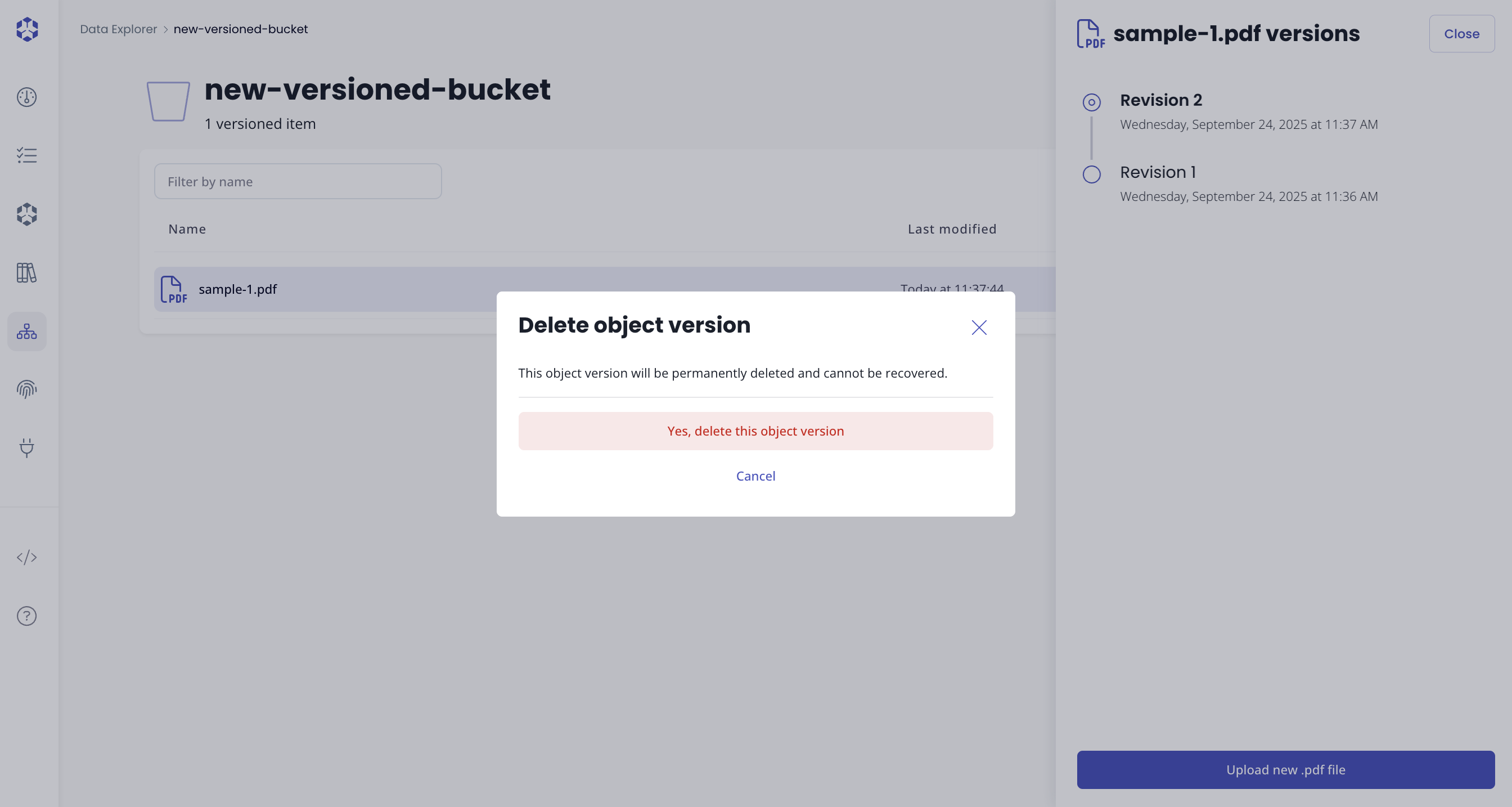 Delete revision warning