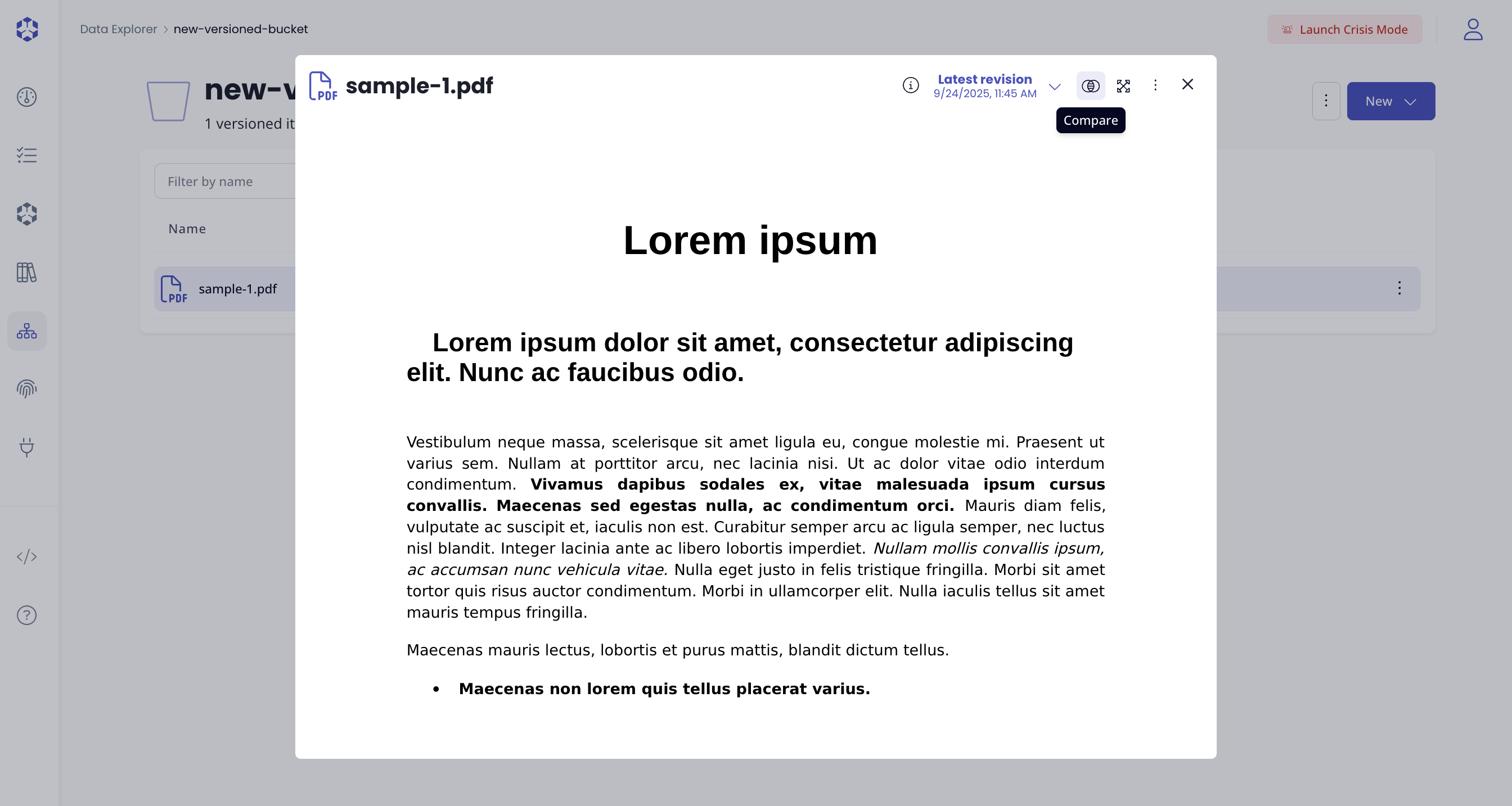 Compare object versions