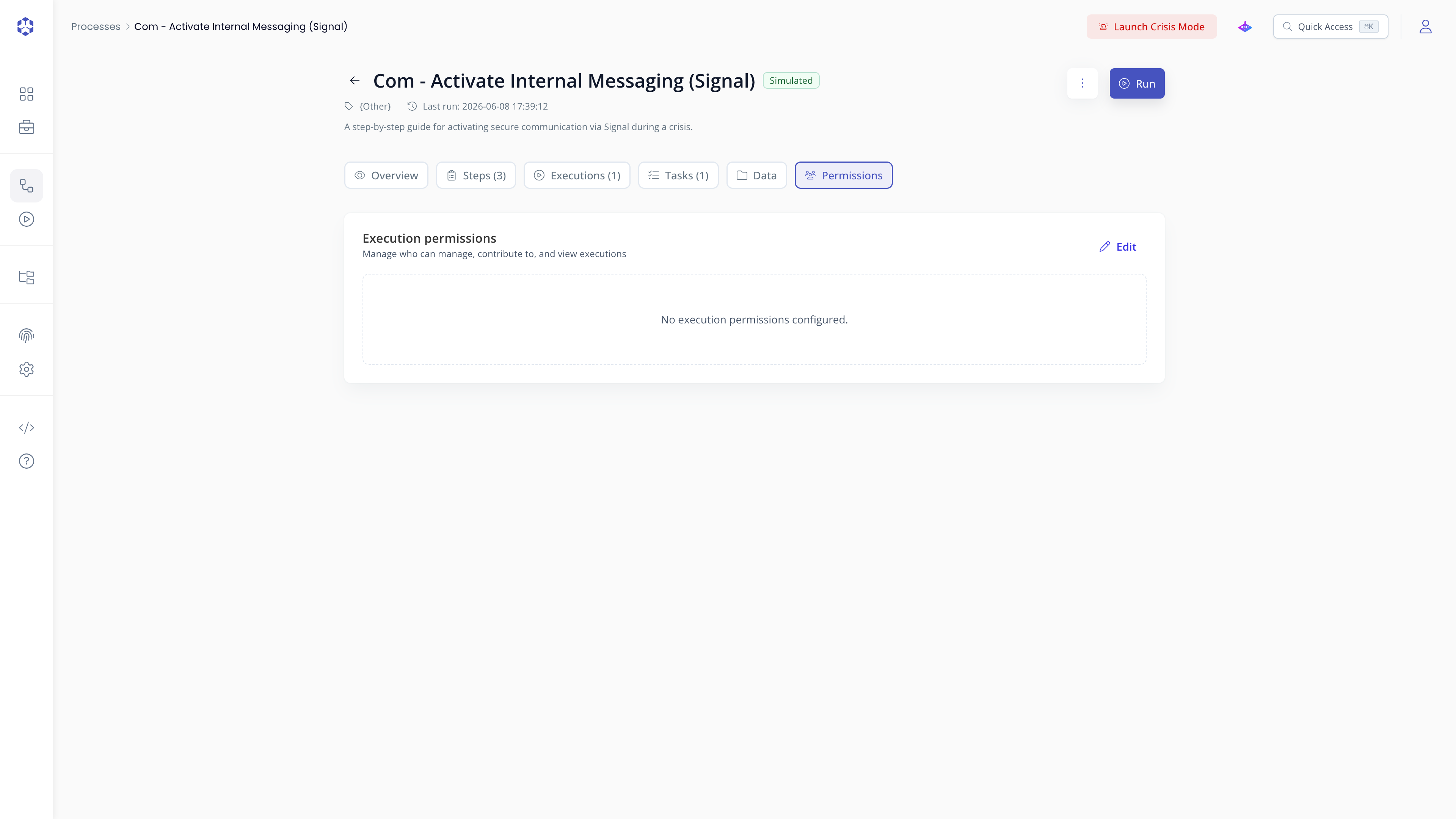 Process permissions tab