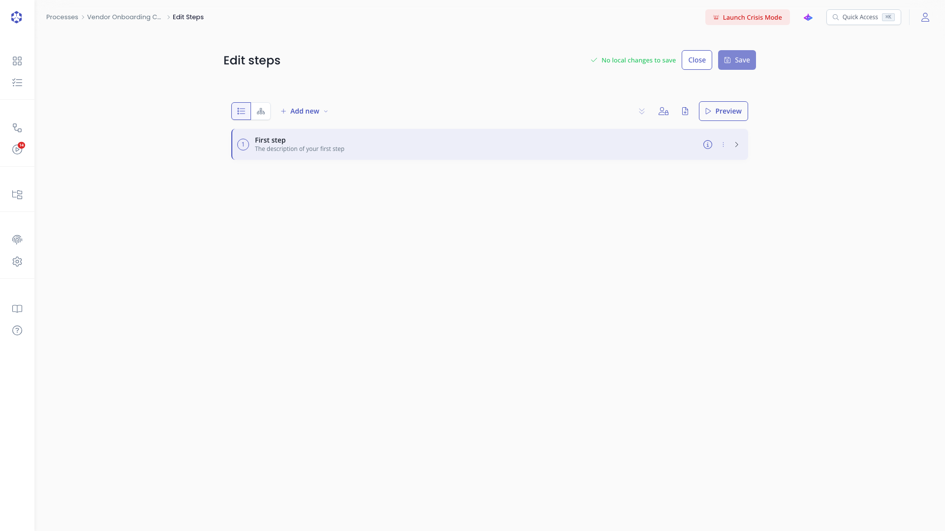 Step settings panel