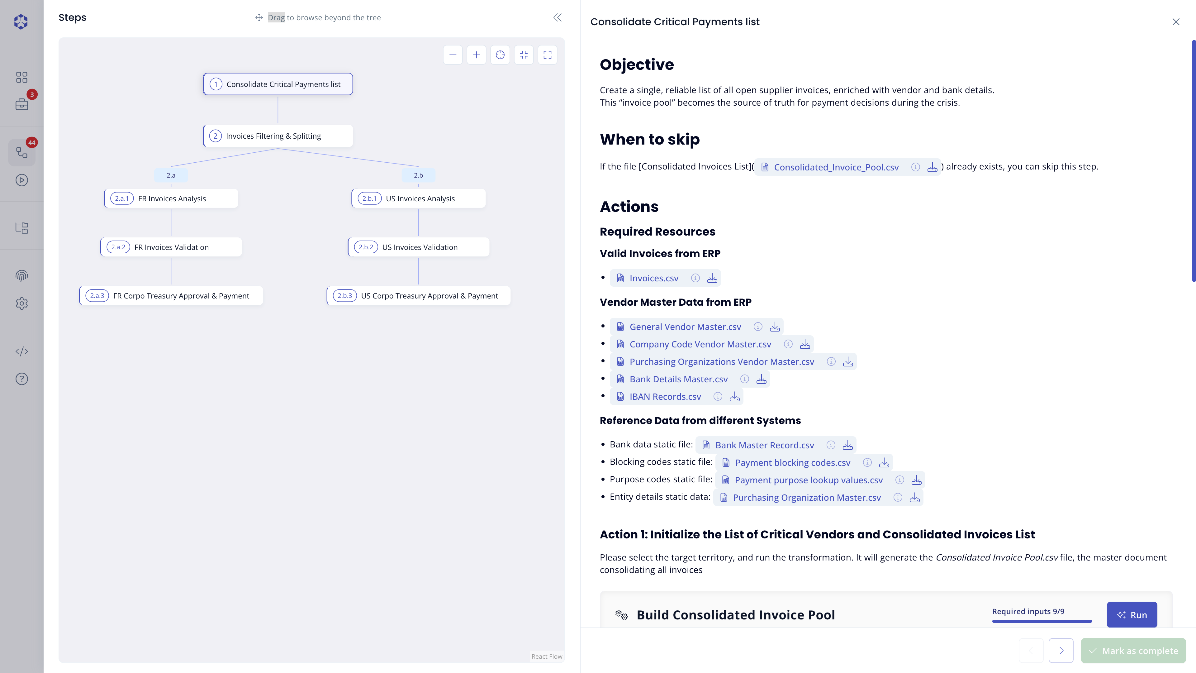 Process preview in graph view