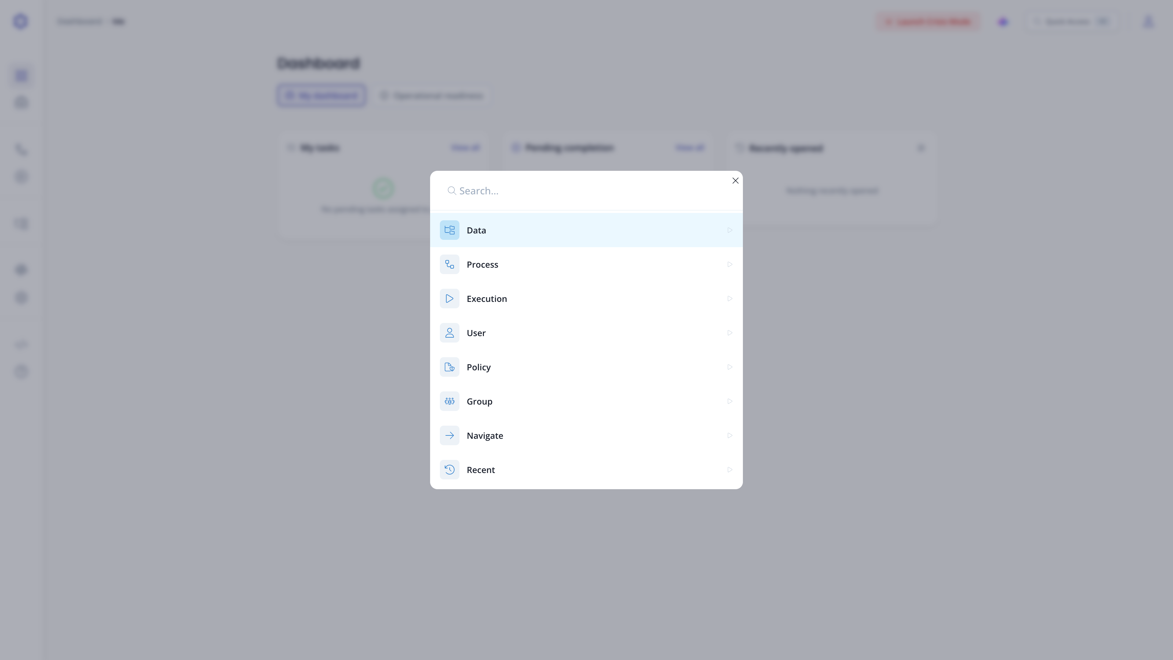 Quick access modal