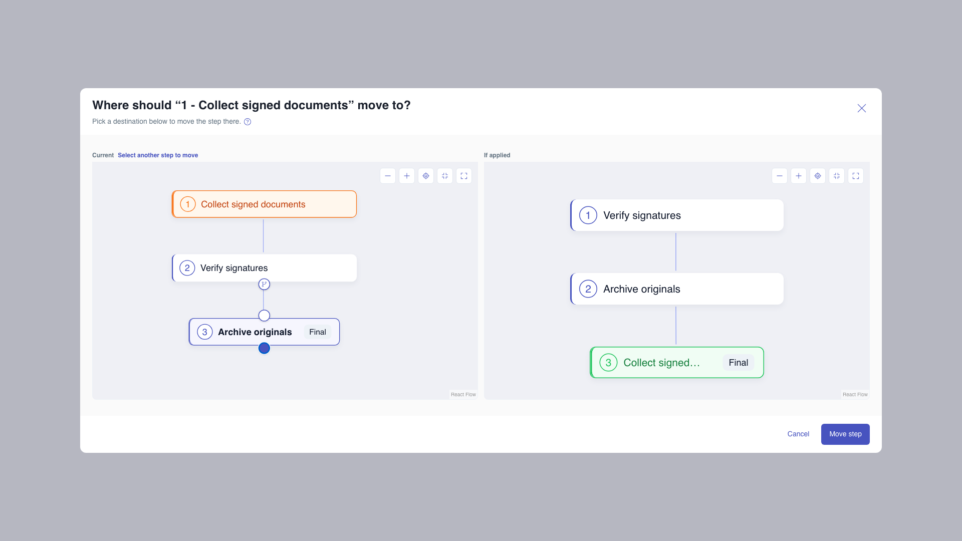 Move step destination picker