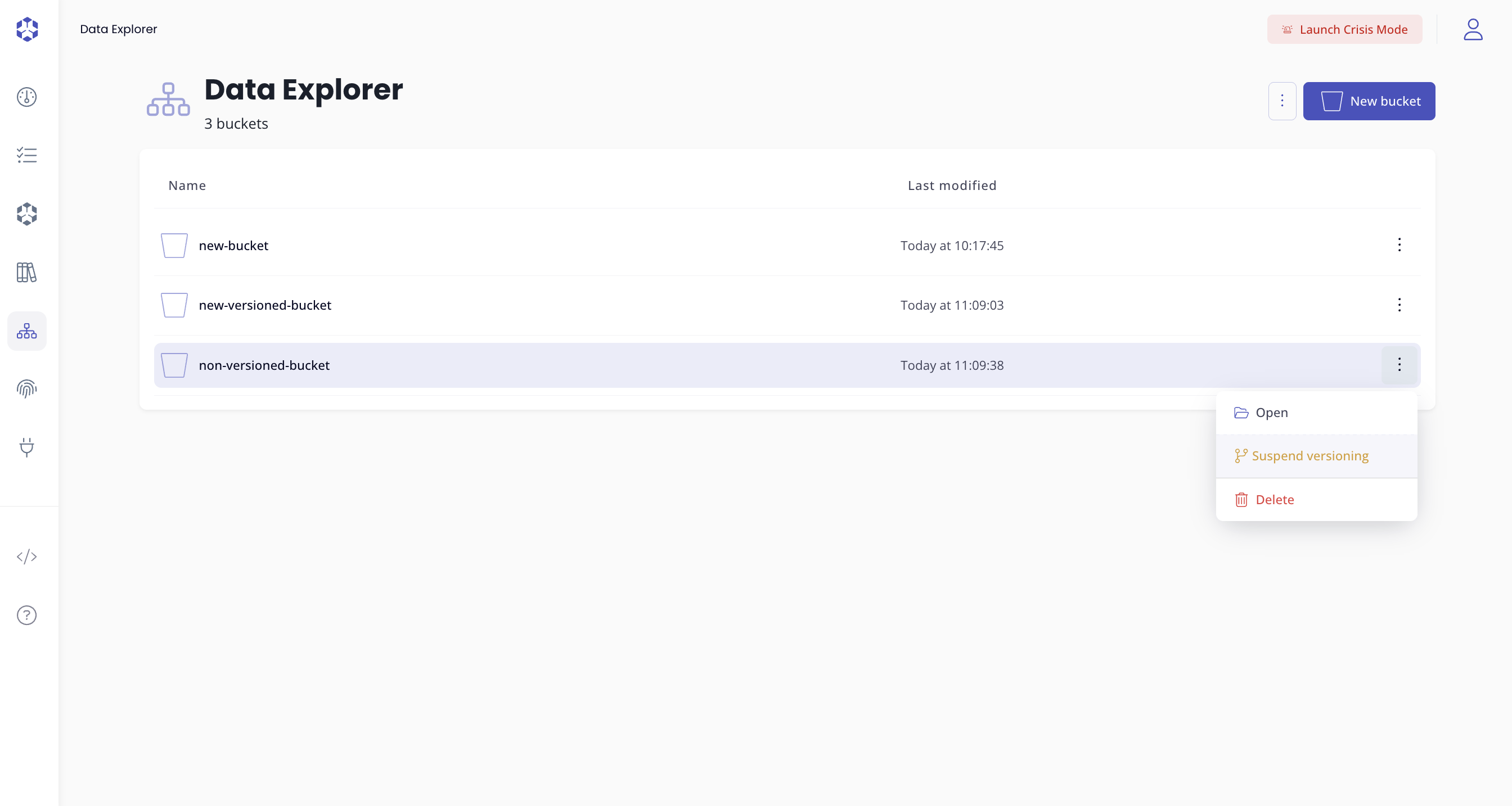 Suspend versioning on an existing bucket