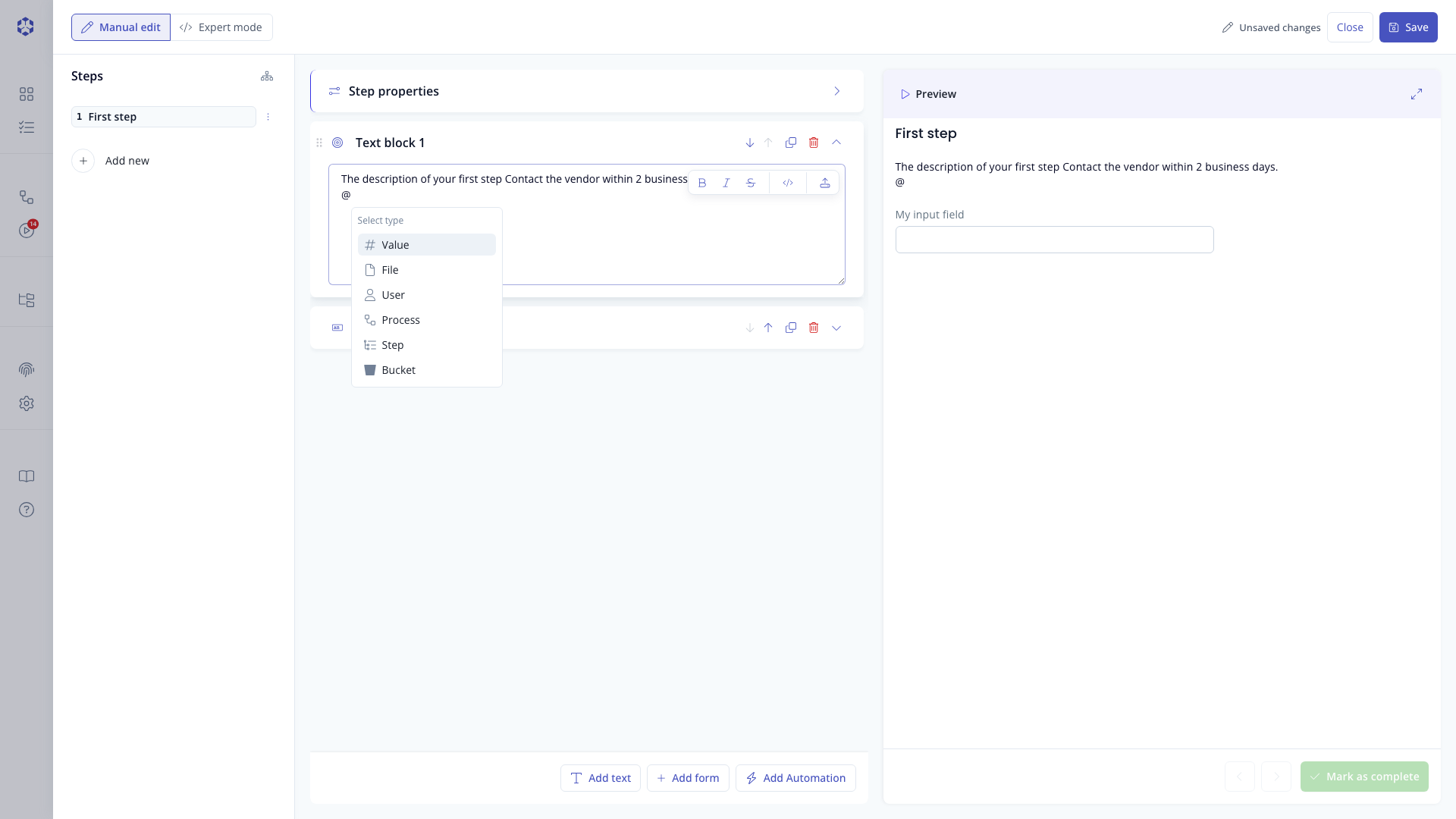 Smart selector dropdown