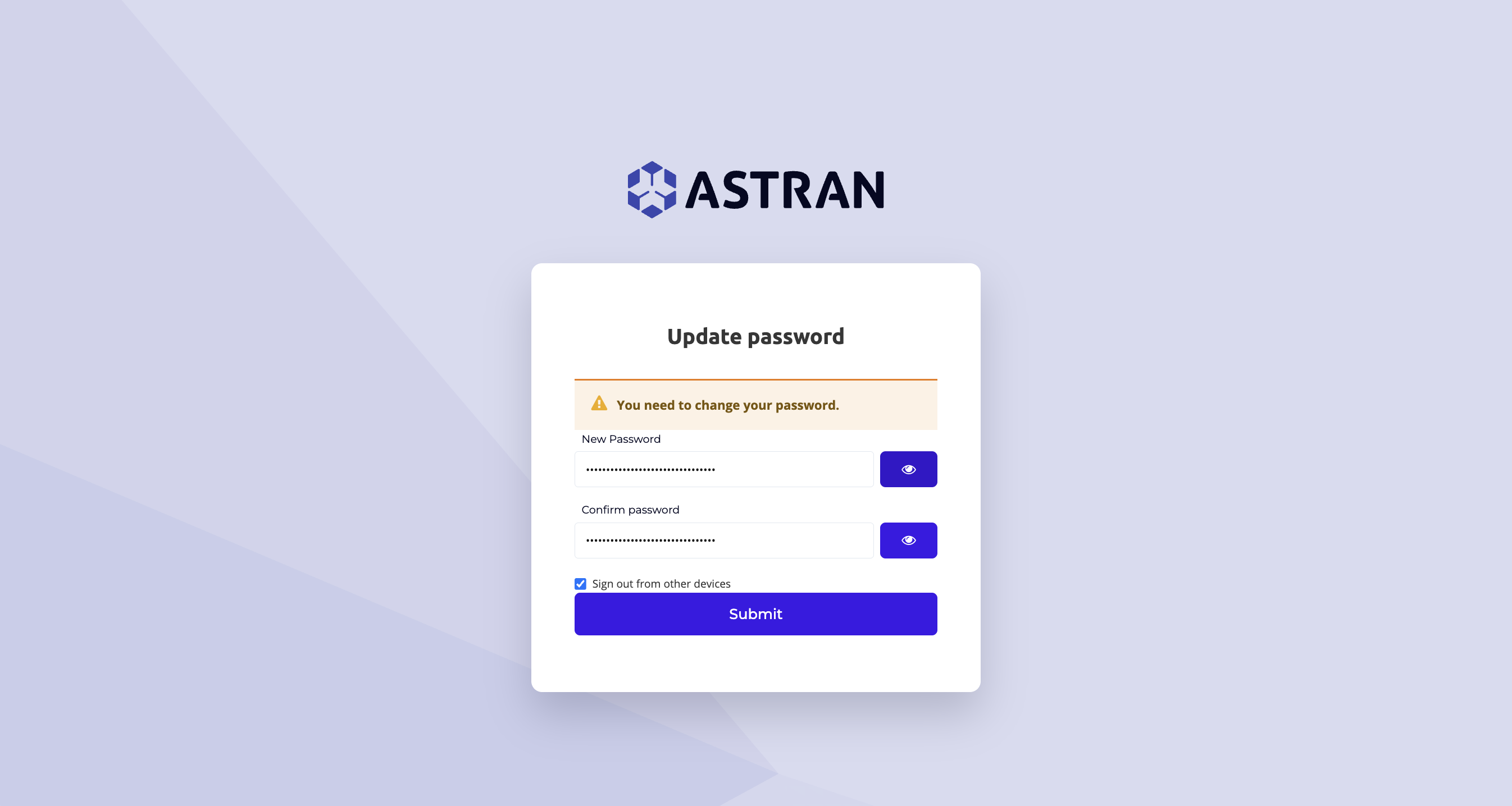 Update password form