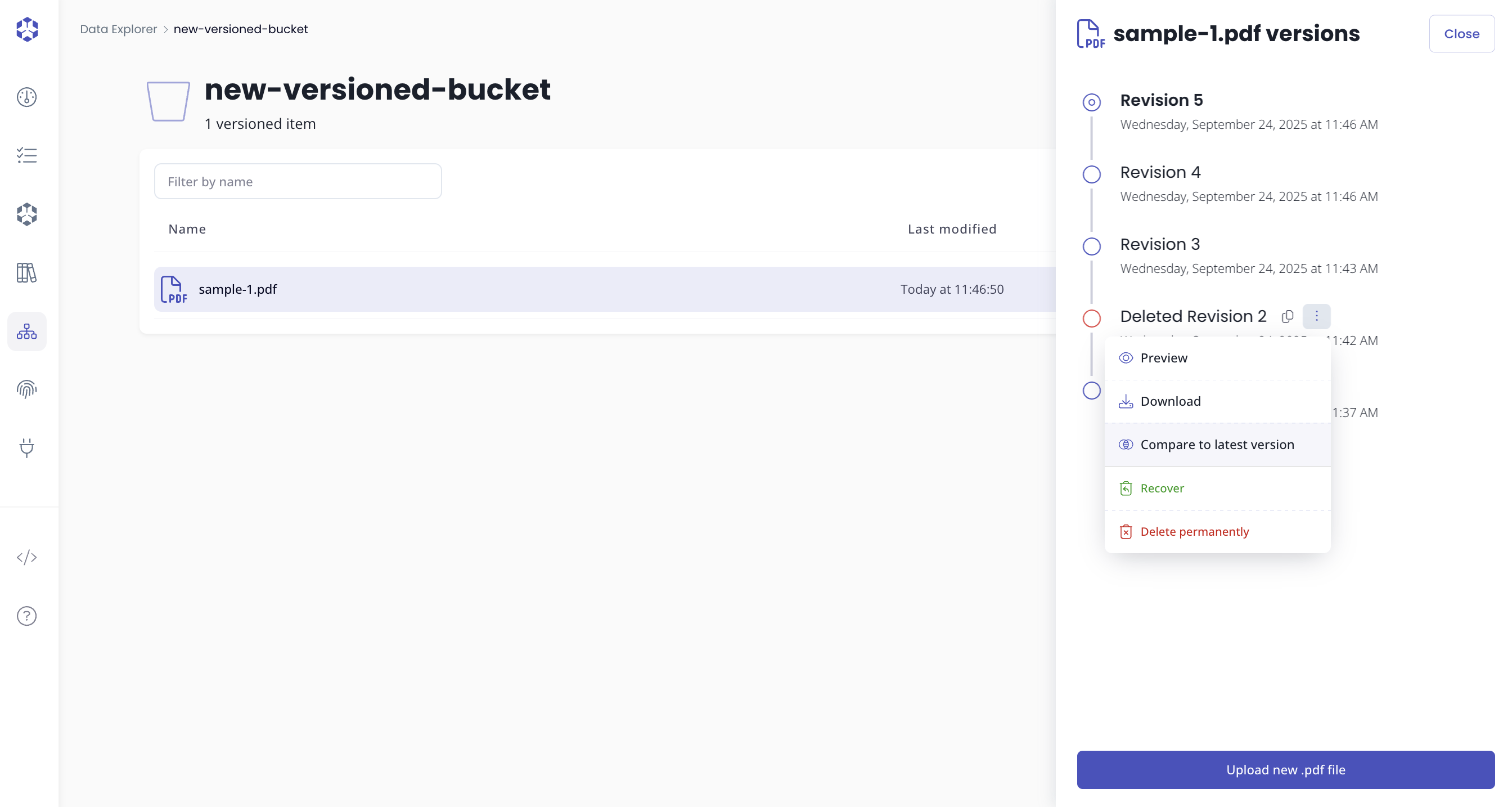 Compare object versions